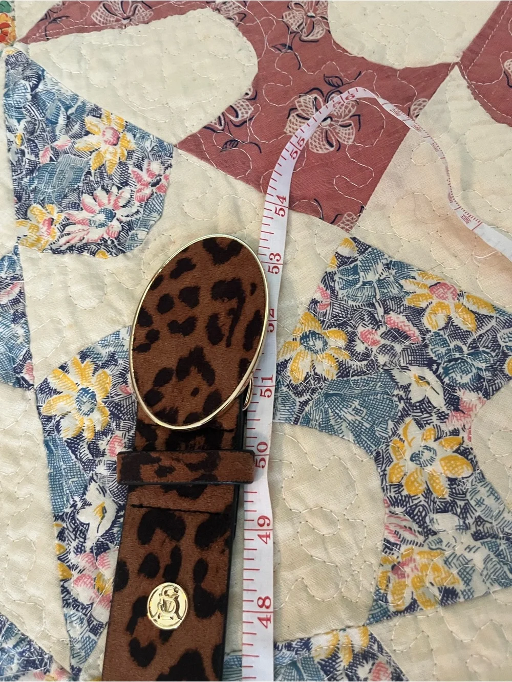 Leopard Print Faux Suede Belt